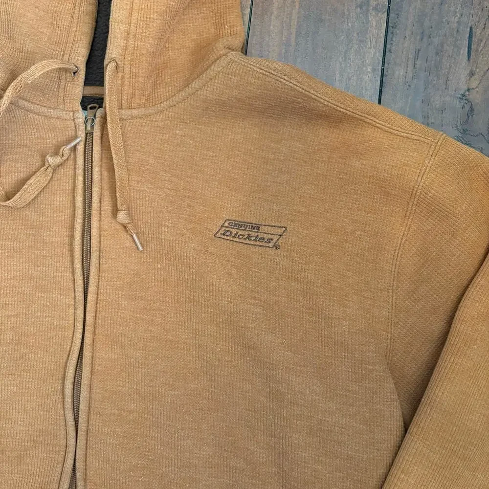 Dickies Thermal Hoodie Mens XL Brown Full Zip Lined Heavy Workwear Utility - Picture 2 of 9
